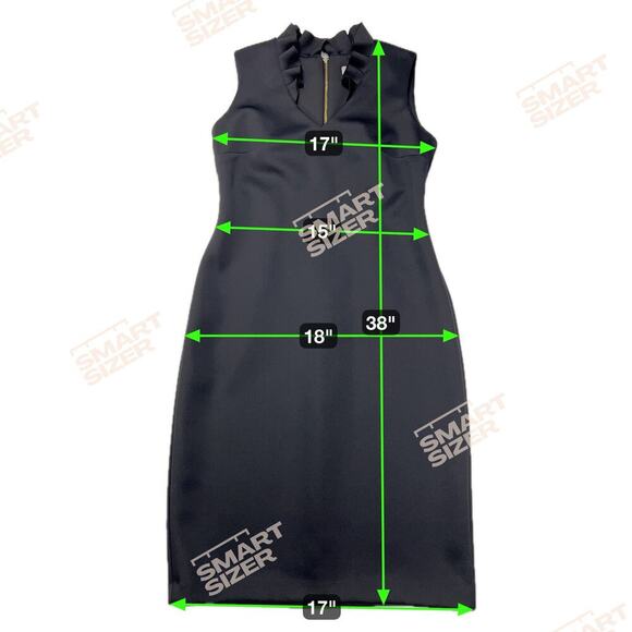 Calvin Klein Ruffle V -Neck Fitted Sheath Dress Cocktail Black Tie Size 6 - Picture 9 of 14